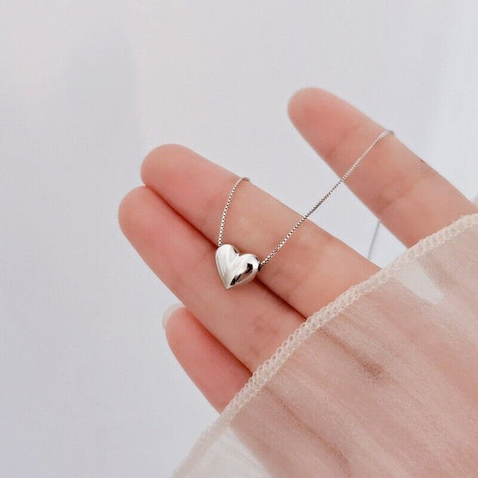 Beautiful Heart Pendant Necklace 925 Sterling Silver Women Girls Jewellery Gift