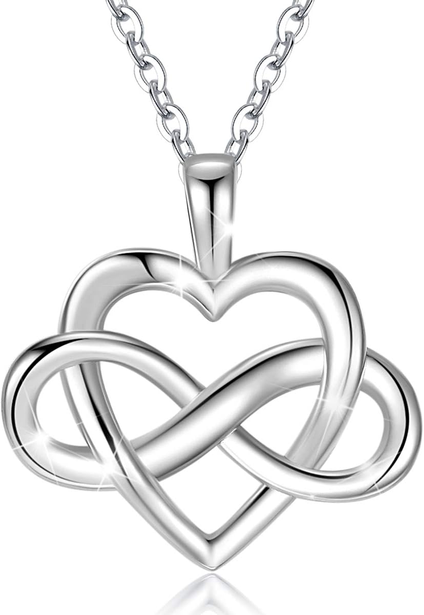 Infiniy Heart Necklace 925 Sterling Silver I Love You Gifts for Women Girlfriend Birthday Valentines Mothers Day Jewellery Present Ideas for Her