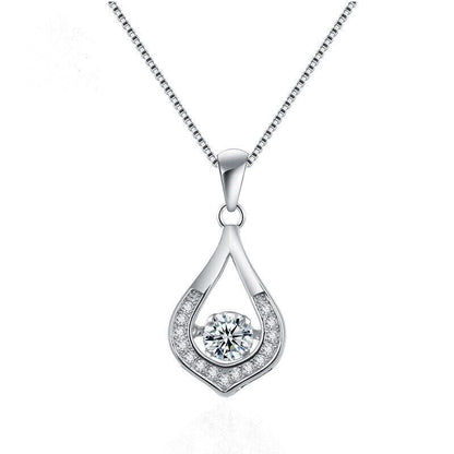 925 Sterling Silver Crystal Water Drop Pendant Necklace Women Girls Jewellery UK