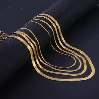 Premium Quality 18Ct Gold Plated 3MM Flat Snake Herringbone Chain Necklace 20"